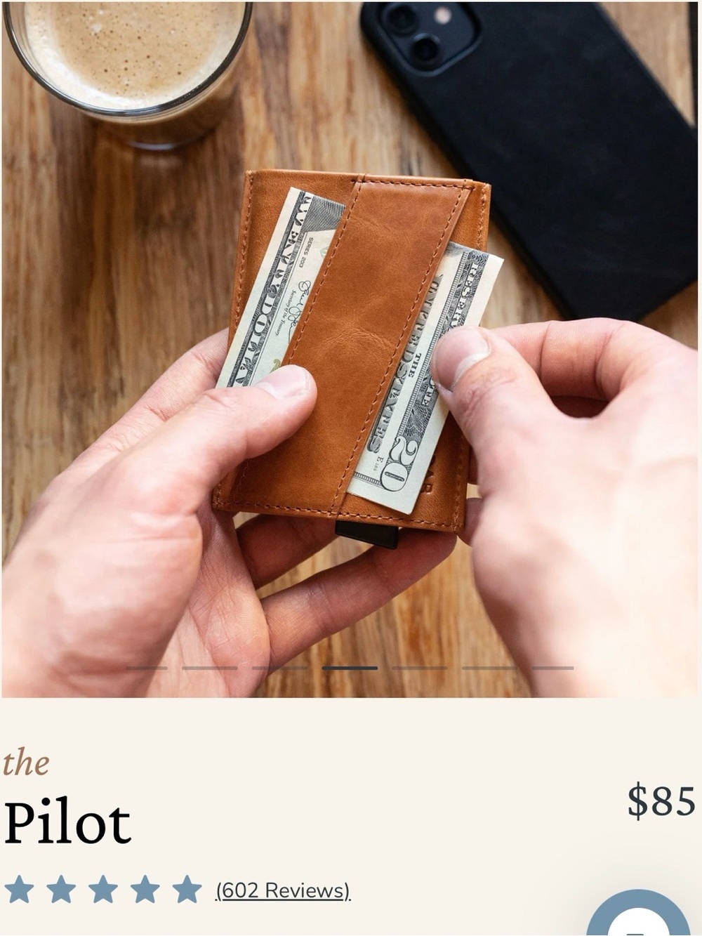 The Pilot Slim Leather Card Wallet - Tan